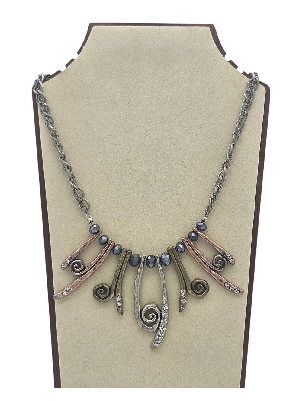 Brutalist Fringe Necklace with Stones Heavy